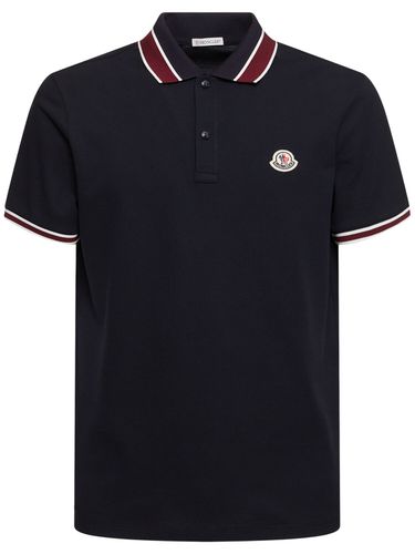 Logo Cotton Piquet Polo Shirt - MONCLER - Modalova