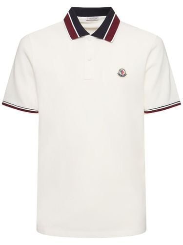 Logo Cotton Piquet Polo Shirt - MONCLER - Modalova