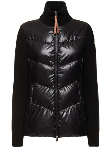 Padded Wool Blend Zip-up Down Cardigan - MONCLER - Modalova