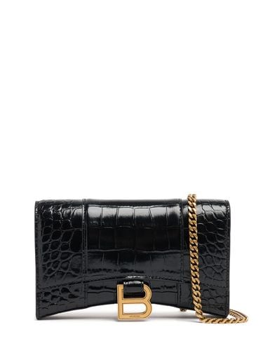 Hourglass Leather Wallet On Chain - BALENCIAGA - Modalova