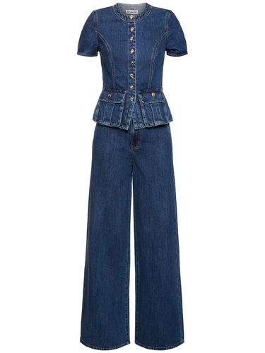 Buttoned Denim Long Jumpsuit - SELF-PORTRAIT - Modalova