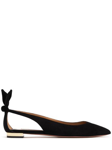 Mm Bow Tie Suede Ballerina Flats - AQUAZZURA - Modalova