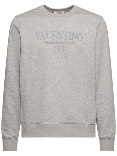 Logo Cotton Blend Jersey Sweatshirt - VALENTINO - Modalova