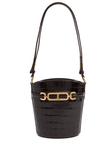 Small Shiny Stamped Croc Bucket Bag - TOM FORD - Modalova