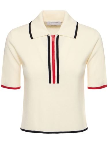 Polo De Lana Con Manga Corta - THOM BROWNE - Modalova