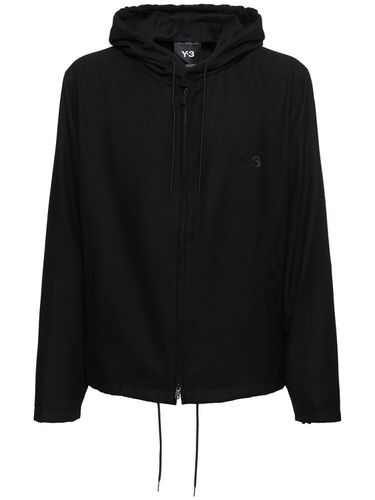 Wool Blend Flannel Zip Hoodie - Y-3 - Modalova