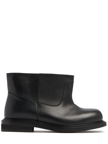 Mm Leather Flared Boots - MOSCHINO - Modalova