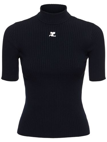 Knit Viscose Blend Logo Top - COURREGES - Modalova