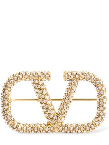 Crystal Vlogo Signature Brooch - VALENTINO GARAVANI - Modalova