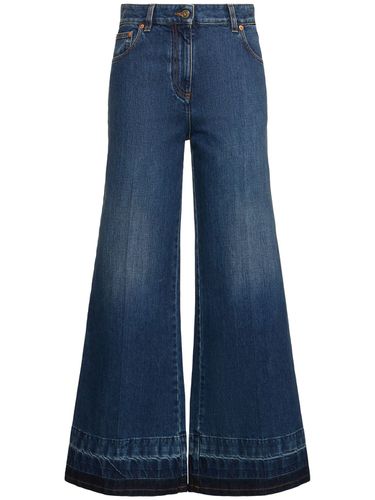 Denim Flared High Rise Cropped Jeans - VALENTINO - Modalova