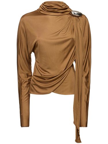 Draped Shiny Viscose Jersey Top - GIUSEPPE DI MORABITO - Modalova