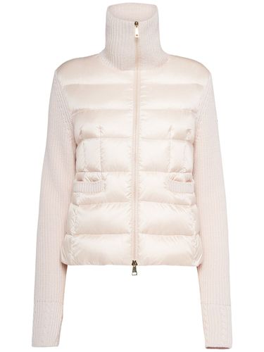 Padded Virgin Wool Blend Down Cardigan - MONCLER - Modalova