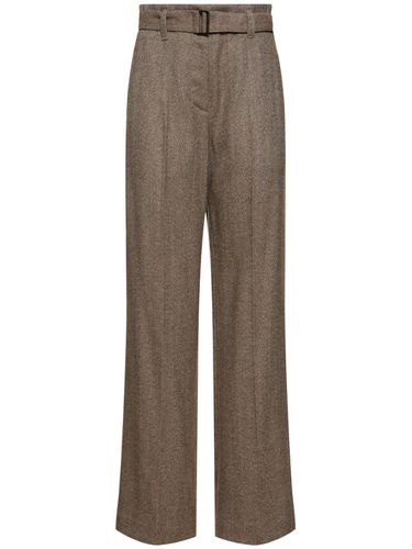 Brushed Wool Blend Wide Pants - BRUNELLO CUCINELLI - Modalova