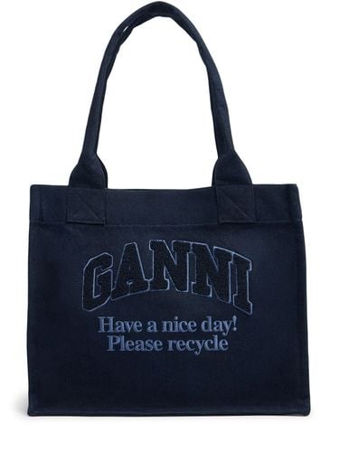 Large Easy Shopper Canvas Bag - GANNI - Modalova