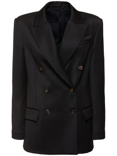 Wool Satin Double Breasted Blazer - BRUNELLO CUCINELLI - Modalova