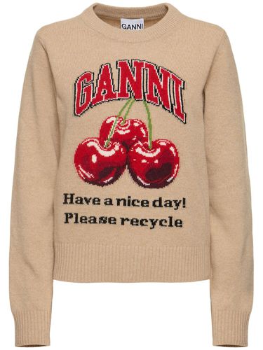 Graphic Cherry Wool Blend Sweater - GANNI - Modalova