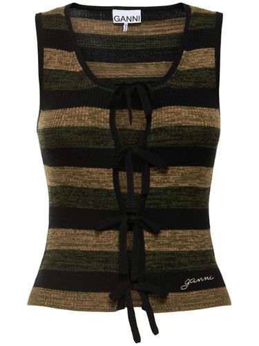 Ribbed Wool Tank Top - GANNI - Modalova