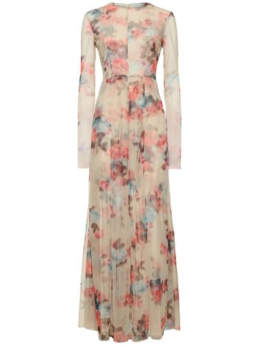 Long Sleeve Printed Tulle Long Dress - PHILOSOPHY DI LORENZO SERAFINI - Modalova