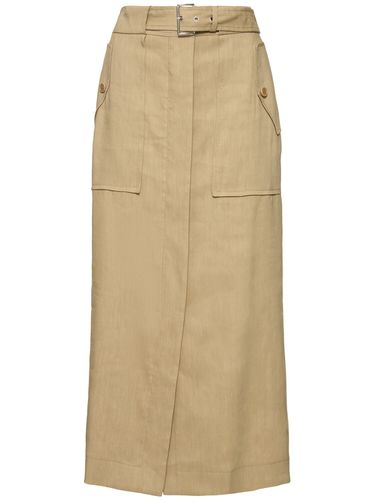 Stretch Linen Blend Midi Skirt - ALBERTA FERRETTI - Modalova