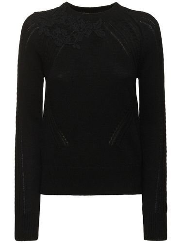 Embroidered Knit Crewneck Sweater - ERMANNO SCERVINO - Modalova