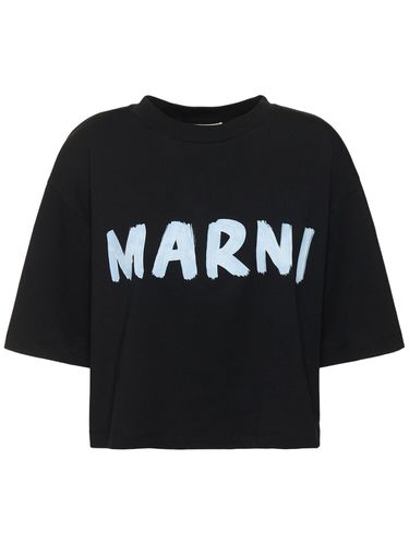 Printed Logo Cotton Jersey T-shirt - MARNI - Modalova