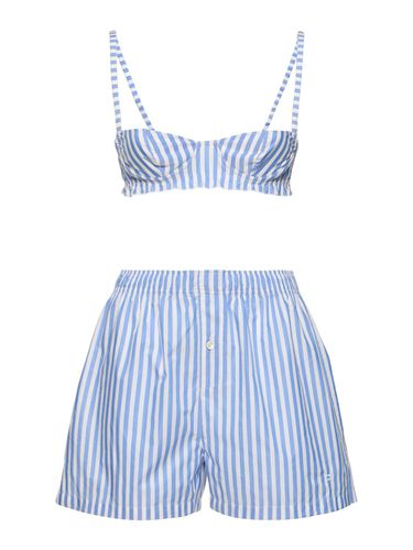 Striped Cotton Blend Poplin Shorts - PHILOSOPHY DI LORENZO SERAFINI - Modalova