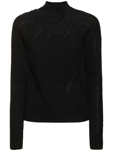 Embroidered Knit T-neck Sweater - ERMANNO SCERVINO - Modalova