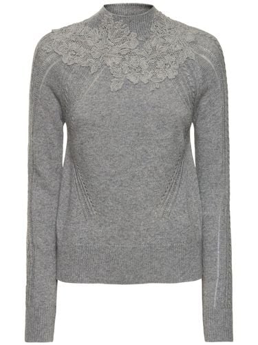 Embroidered Knit T-neck Sweater - ERMANNO SCERVINO - Modalova