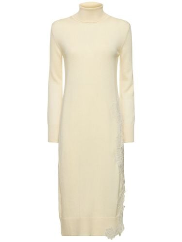 Embroidered Wool Blend Knit Midi Dress - ERMANNO SCERVINO - Modalova