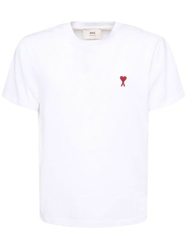 T-shirt In Cotone Con Logo - AMI PARIS - Modalova