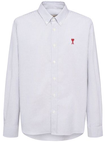 Oxford Logo Cotton Shirt - AMI PARIS - Modalova