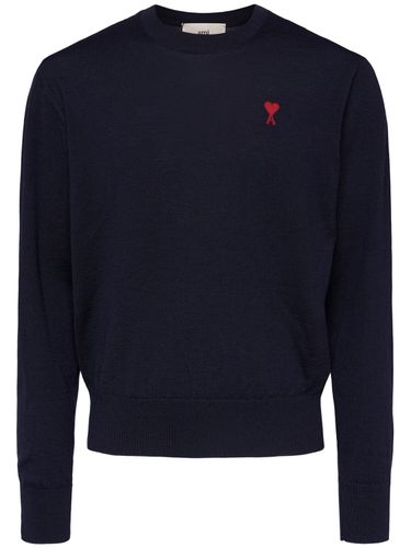 Logo Wool Crewneck Sweater - AMI PARIS - Modalova