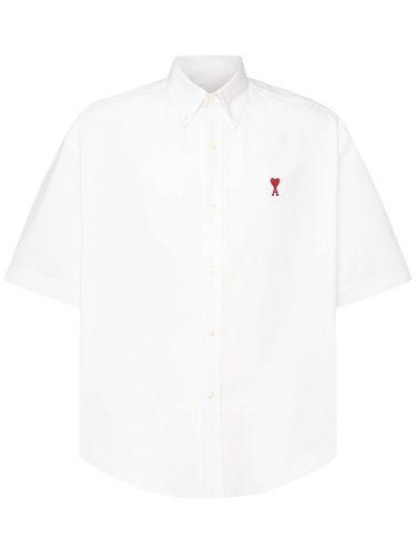 Boxy Cotton Short Sleeve Shirt - AMI PARIS - Modalova