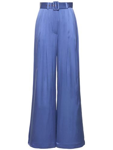 Pleated Silk Satin Wide Pant - ZIMMERMANN - Modalova