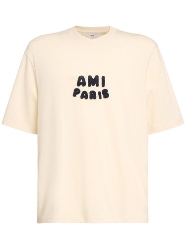 T-shirt Aus Baumwolle Mit Logo - AMI PARIS - Modalova