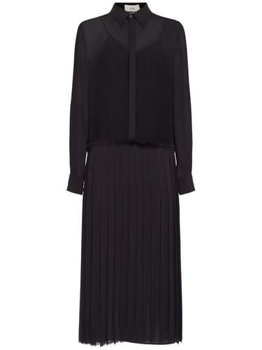 Pleated Crepe Midi Shirt Dress - AMI PARIS - Modalova