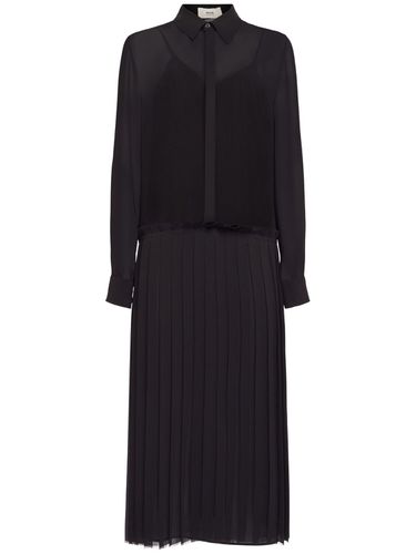 Vestido Camisero Midi De Crepe Plisado - AMI PARIS - Modalova