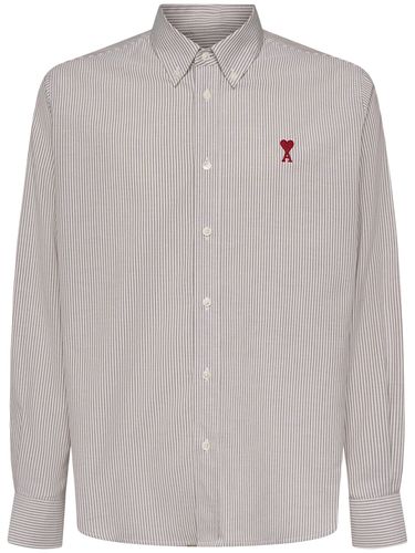 Oxford Logo Cotton Shirt - AMI PARIS - Modalova