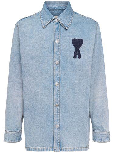 Camicia In Denim Di Cotone Con Logo Adc - AMI PARIS - Modalova