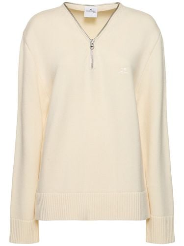 Zipped Wool Sweater - COURREGES - Modalova