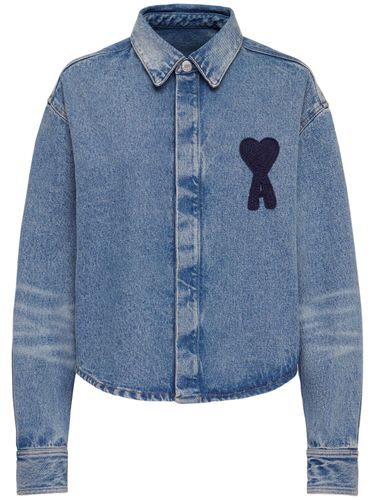 Adc Logo Cropped Cotton Denim Shirt - AMI PARIS - Modalova