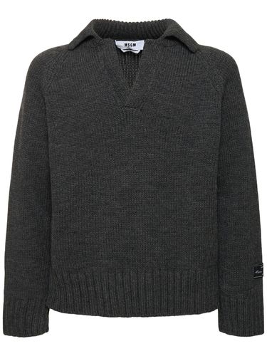 Ribbed Anthracite Knit Sweater - MSGM - Modalova