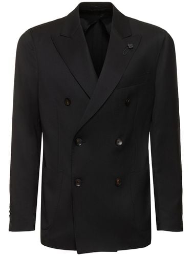 Fine Wool Double Breasted Blazer - LARDINI - Modalova