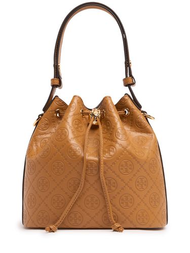 T Monogram Leather Bucket Bag - TORY BURCH - Modalova