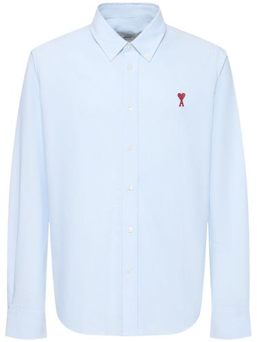 Oxford Cotton Logo Shirt - AMI PARIS - Modalova