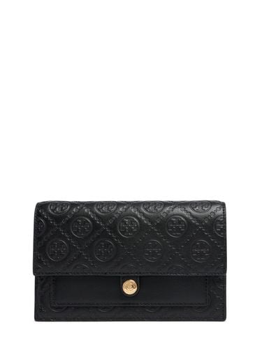 T Monogram Leather Wallet W/ Chain - TORY BURCH - Modalova