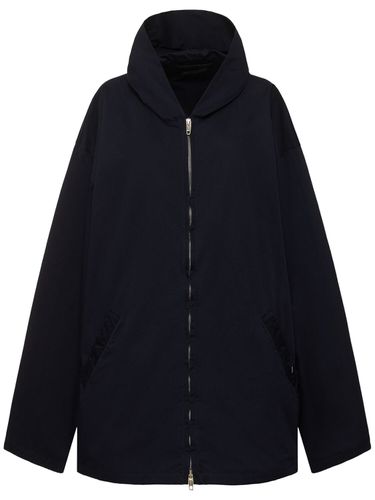 Hooded Cotton Twill Zip-up Jacket - BALENCIAGA - Modalova