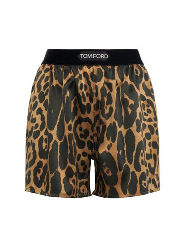 Leopard Print Stretch Silk Satin Shorts - TOM FORD - Modalova