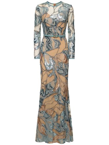 Embroidered Tulle Long Dress - ELIE SAAB - Modalova