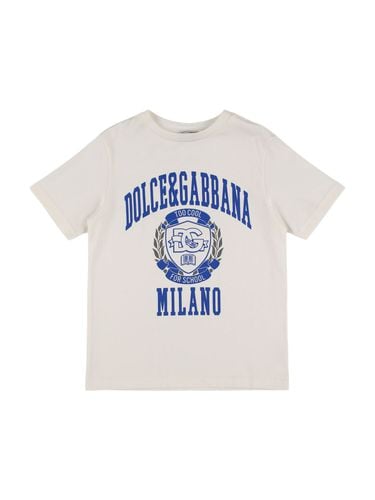 Camiseta De Jersey De Algodón Estampada - DOLCE & GABBANA - Modalova